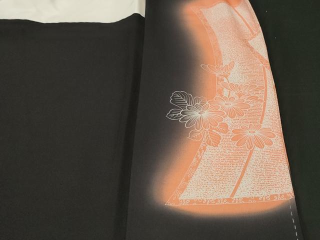 平和屋着物■豪華黒留袖　駒刺繍　扇面片輪車花文　暈し染め　正絹　逸品　CABH8976ev