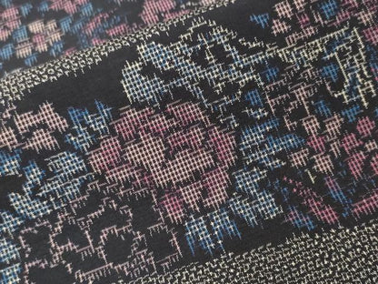 平和屋着物■本場大島紬　横段草花文　正絹　逸品　CABH8977ev