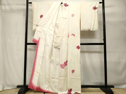 平和屋着物■上質な小紋　地紋起こし　舞葉文　正絹　逸品　CABH8980ev
