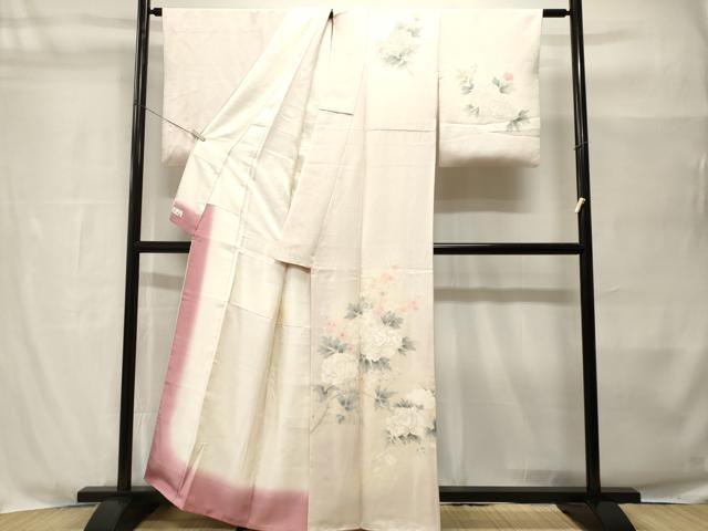 平和屋着物■訪問着　刺繍　枝花文　暈し染め　正絹　逸品　CABH8987ev