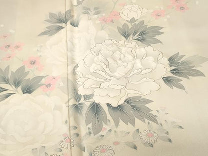 平和屋着物■訪問着　刺繍　枝花文　暈し染め　正絹　逸品　CABH8987ev