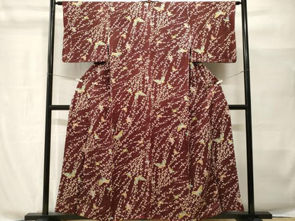 平和屋着物■上質な小紋　枝花舞蝶文　正絹　逸品　CABH8991ev