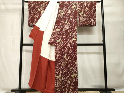 平和屋着物■上質な小紋　枝花舞蝶文　正絹　逸品　CABH8991ev