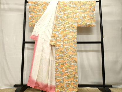 平和屋着物■上質な小紋　雲重ね人物風景文　正絹　逸品　CABH8997ev