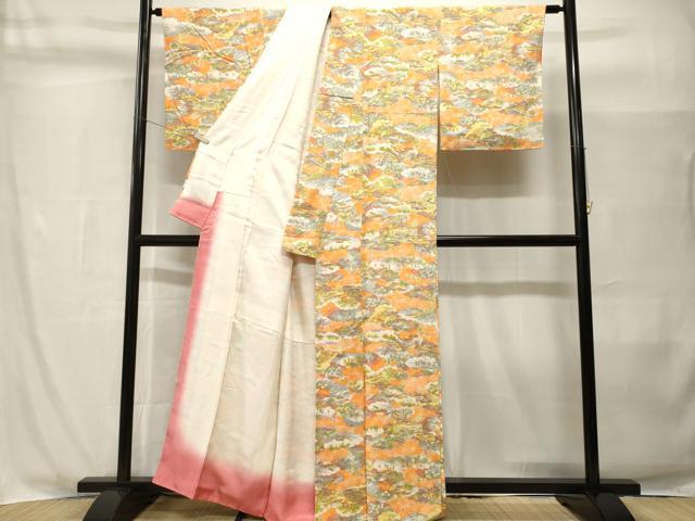 平和屋着物■上質な小紋　雲重ね人物風景文　正絹　逸品　CABH8997ev