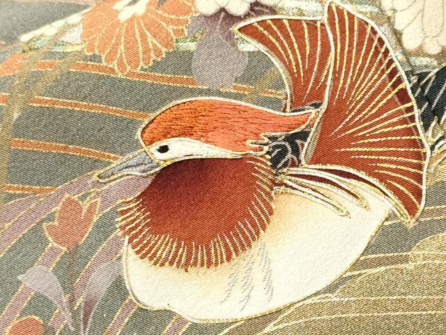 平和屋着物■豪華黒留袖　作家物　駒刺繍　花筏流水鴛鴦文　金彩　正絹　逸品　CABH9001ev