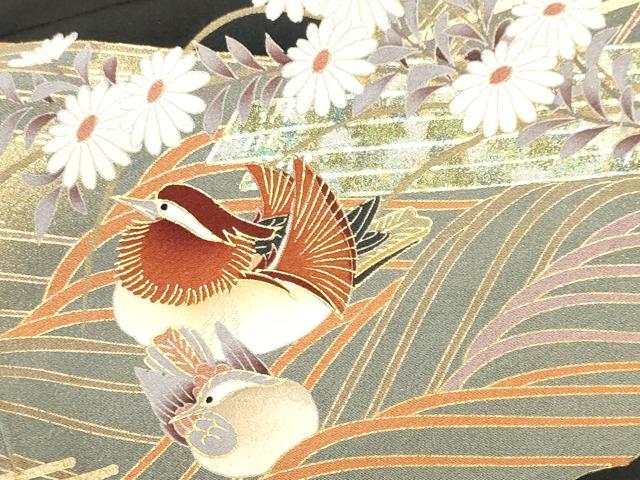 平和屋着物■豪華黒留袖　作家物　駒刺繍　花筏流水鴛鴦文　金彩　正絹　逸品　CABH9001ev