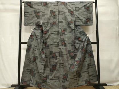 平和屋着物■本場大島紬　7マルキ　エ霞色紙杜若文　正絹　逸品　CABH9002ev