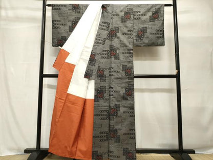 平和屋着物■本場大島紬　7マルキ　エ霞色紙杜若文　正絹　逸品　CABH9002ev