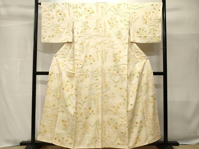 平和屋着物■上質な小紋　地紋起こし　草花文　正絹　逸品　CABH9004ev
