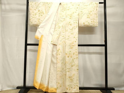 平和屋着物■上質な小紋　地紋起こし　草花文　正絹　逸品　CABH9004ev