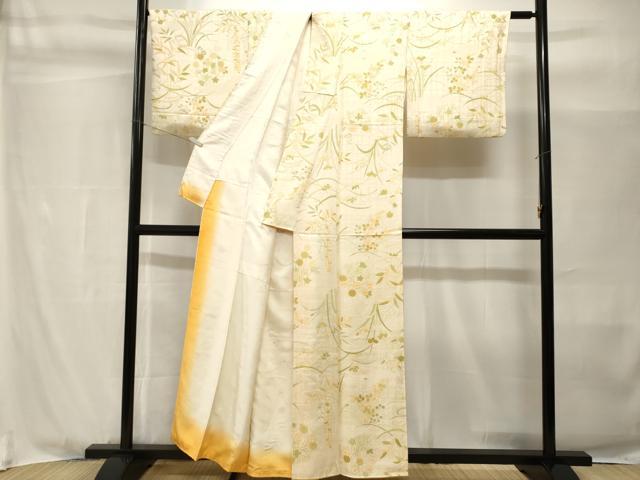 平和屋着物■上質な小紋　地紋起こし　草花文　正絹　逸品　CABH9004ev