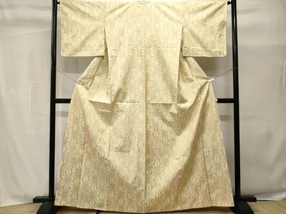 平和屋着物■本場大島紬　白大島　麻の葉色紙文　正絹　逸品　CABH9012ev