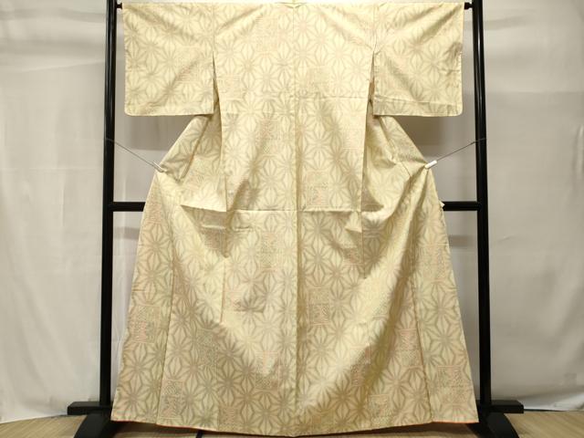 平和屋着物■本場大島紬　白大島　麻の葉色紙文　正絹　逸品　CABH9012ev