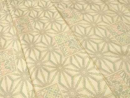 平和屋着物■本場大島紬　白大島　麻の葉色紙文　正絹　逸品　CABH9012ev