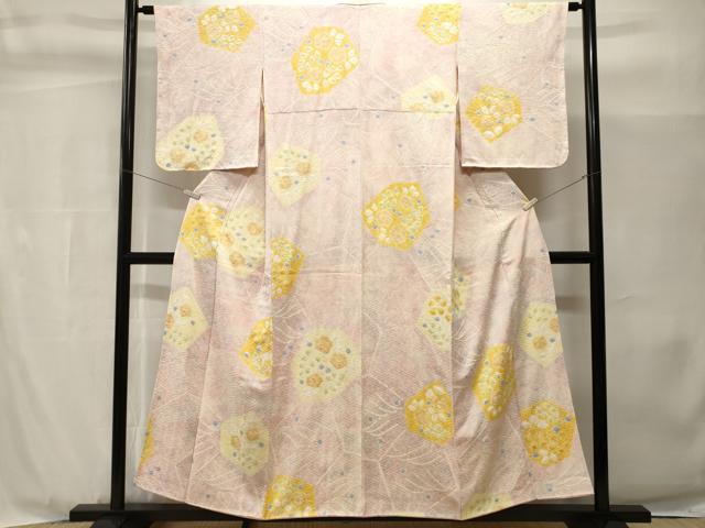 平和屋着物■上質な小紋　絞り　切嵌花文　暈し染め　正絹　逸品　CABH9014ev