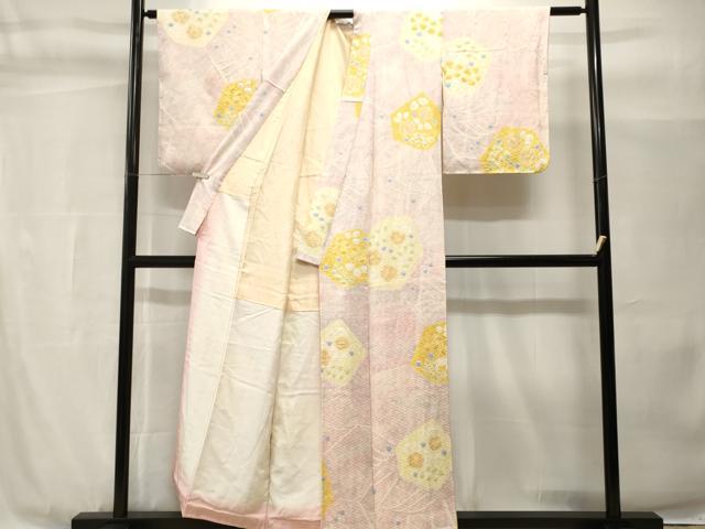 平和屋着物■上質な小紋　絞り　切嵌花文　暈し染め　正絹　逸品　CABH9014ev