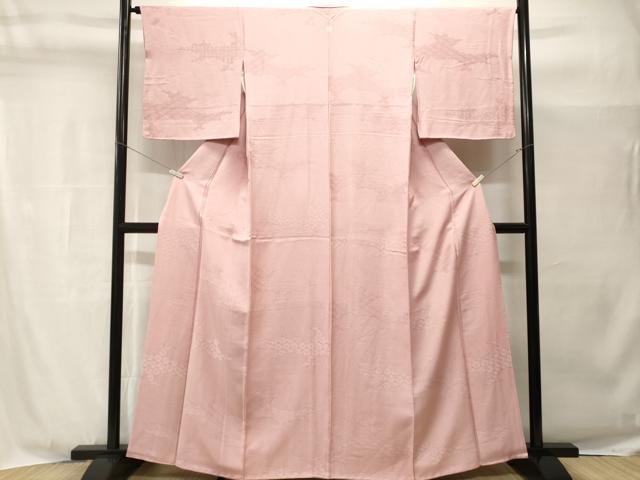 平和屋着物■上質な色無地　雲取り菱亀甲花地紋　虹色　正絹　逸品　CABH9023ev