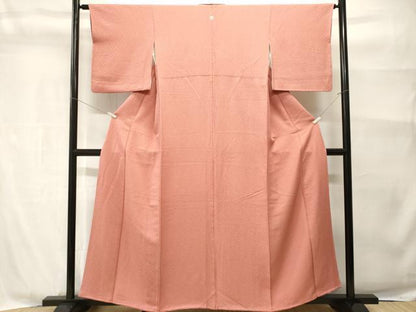 平和屋着物■上質な色無地　蜀江地紋　真赭色　正絹　逸品　CABH9028ev