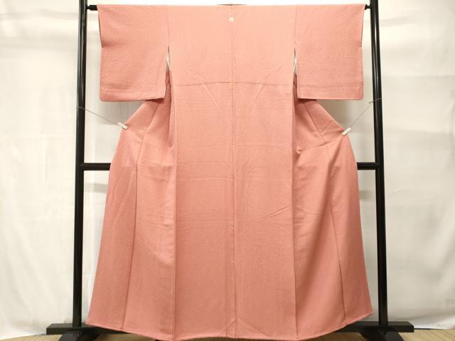 平和屋着物■上質な色無地　蜀江地紋　真赭色　正絹　逸品　CABH9028ev