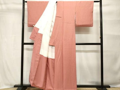 平和屋着物■上質な色無地　蜀江地紋　真赭色　正絹　逸品　CABH9028ev