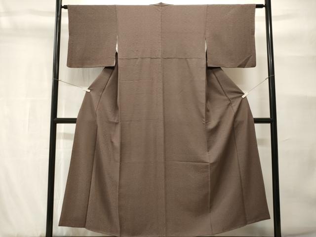 平和屋着物■上質な色無地　溢れ松葉花地紋　銀煤竹色　正絹　逸品　CABH9031ev