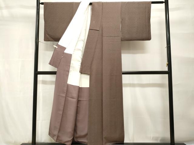 平和屋着物■上質な色無地　溢れ松葉花地紋　銀煤竹色　正絹　逸品　CABH9031ev