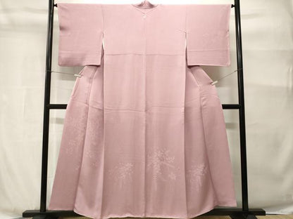 平和屋着物■訪問着　色無地　蔦の葉藤花房地紋　撫子色　正絹　逸品　CABH9032ev