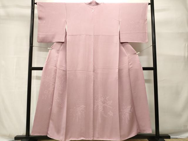 平和屋着物■訪問着　色無地　蔦の葉藤花房地紋　撫子色　正絹　逸品　CABH9032ev