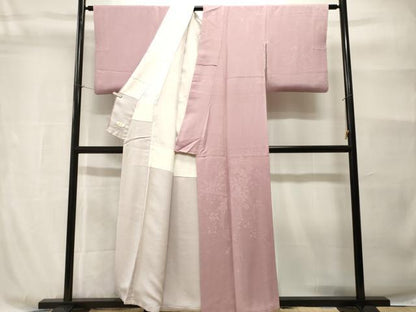 平和屋着物■訪問着　色無地　蔦の葉藤花房地紋　撫子色　正絹　逸品　CABH9032ev