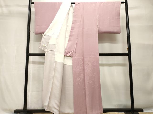 平和屋着物■訪問着　色無地　蔦の葉藤花房地紋　撫子色　正絹　逸品　CABH9032ev