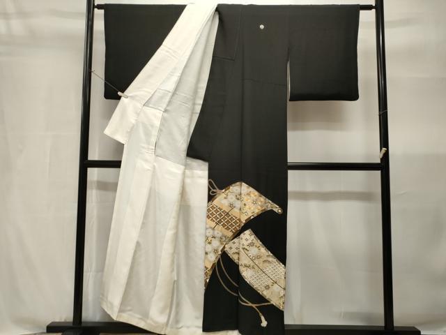平和屋着物■豪華黒留袖　駒刺繍　蒔絵吉祥花文　金銀彩　正絹　逸品　CABH9037ev