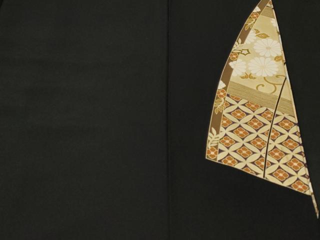 平和屋着物■豪華黒留袖　駒刺繍　蒔絵吉祥花文　金銀彩　正絹　逸品　CABH9037ev
