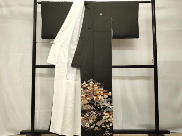 平和屋着物■豪華黒留袖　駒刺繍　松竹梅御所解文　金彩　正絹　逸品　CABH9038ev