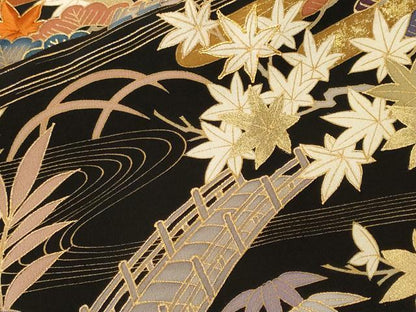 平和屋着物■豪華黒留袖　駒刺繍　松竹梅御所解文　金彩　正絹　逸品　CABH9038ev