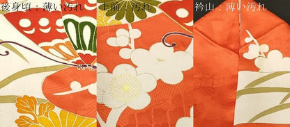平和屋着物■豪華振袖　駒刺繍　枝花舞蝶文　金彩　正絹　逸品　CABH9039ev
