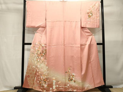 平和屋着物■訪問着　立波御所車花文　暈し染め　金彩　正絹　逸品　CABH9042ev