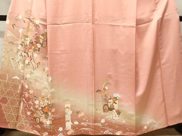 平和屋着物■訪問着　立波御所車花文　暈し染め　金彩　正絹　逸品　CABH9042ev
