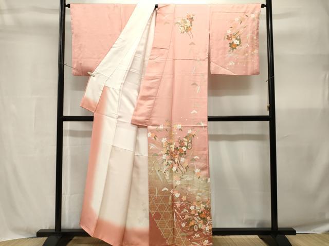 平和屋着物■訪問着　立波御所車花文　暈し染め　金彩　正絹　逸品　CABH9042ev