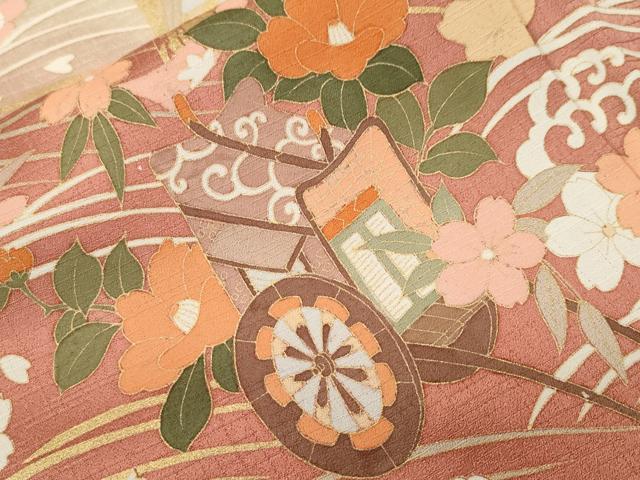 平和屋着物■訪問着　立波御所車花文　暈し染め　金彩　正絹　逸品　CABH9042ev