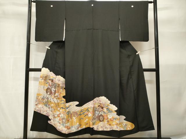 平和屋着物■豪華黒留袖　御所土器吉祥花文　金彩　正絹　逸品　CABH9043ev