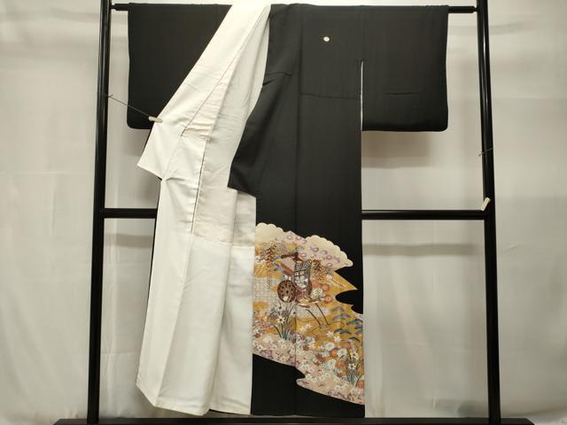 平和屋着物■豪華黒留袖　御所土器吉祥花文　金彩　正絹　逸品　CABH9043ev