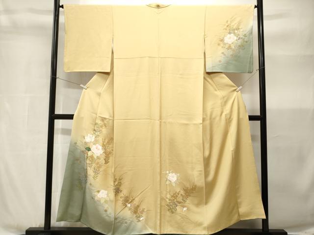 平和屋着物■訪問着　芝草舞花文　暈し染め　金彩　正絹　逸品　CABH9048ev