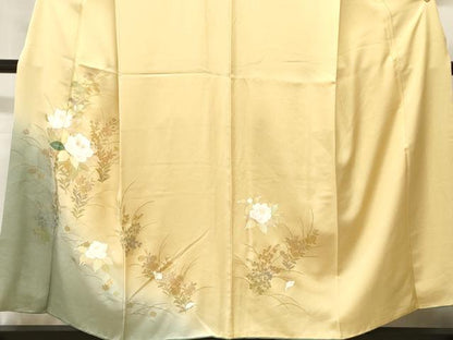 平和屋着物■訪問着　芝草舞花文　暈し染め　金彩　正絹　逸品　CABH9048ev