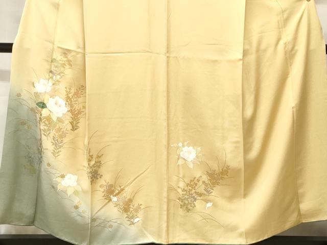 平和屋着物■訪問着　芝草舞花文　暈し染め　金彩　正絹　逸品　CABH9048ev