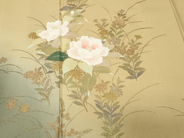 平和屋着物■訪問着　芝草舞花文　暈し染め　金彩　正絹　逸品　CABH9048ev