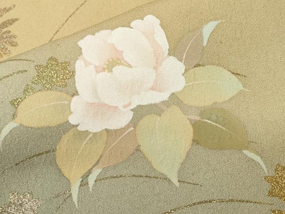 平和屋着物■訪問着　芝草舞花文　暈し染め　金彩　正絹　逸品　CABH9048ev
