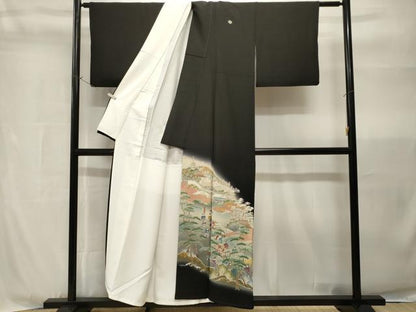 平和屋着物■豪華黒留袖　作家物　人物風景文　暈し染め　金彩　正絹　逸品　CABH9049ev