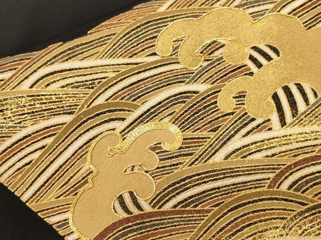 平和屋着物■豪華黒留袖　駒刺繍　瓢箪浜松文　暈し染め　金彩　正絹　逸品　CABH9052ev