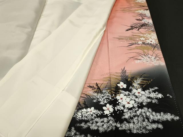 平和屋着物■豪華黒留袖　芒扇面草花文　暈し染め　金銀彩　正絹　逸品　CABH9053ev